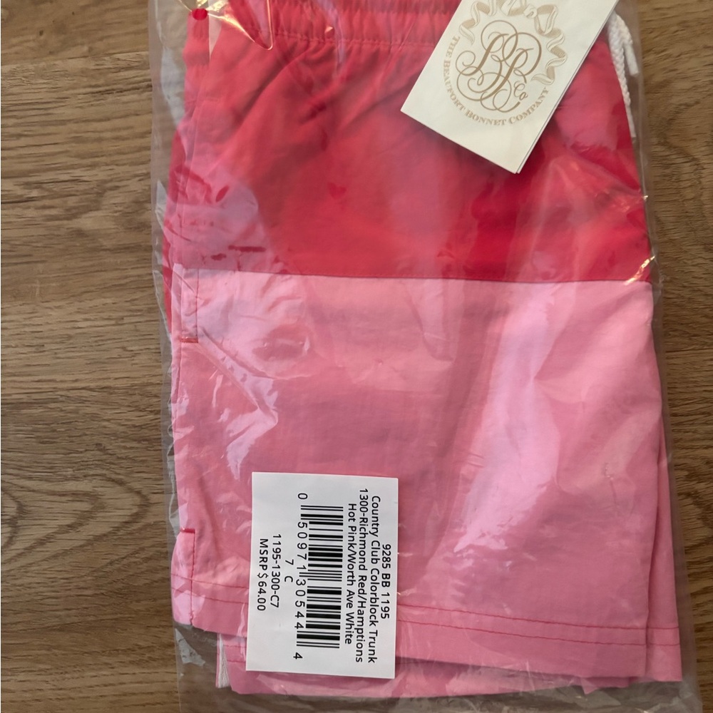 TBBC Pink and Red Colorblock Swim trunks